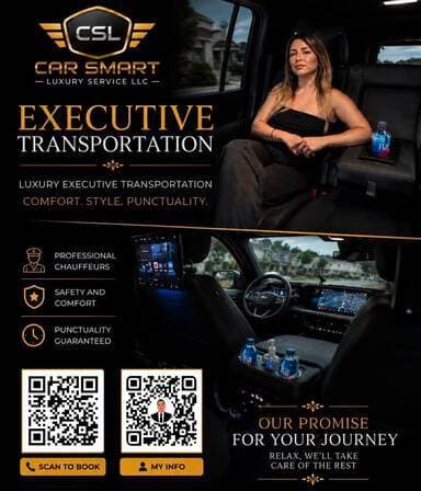 Passenger seated in the leather interior of a luxury executive vehicle